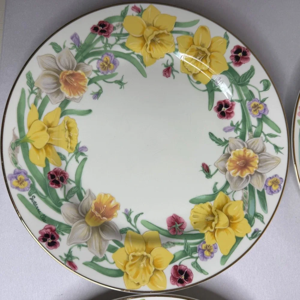 Lenox Suzanne Clee Flower Blossom Dessert‎ Plates Set of 4 Fine Porcelain 1998